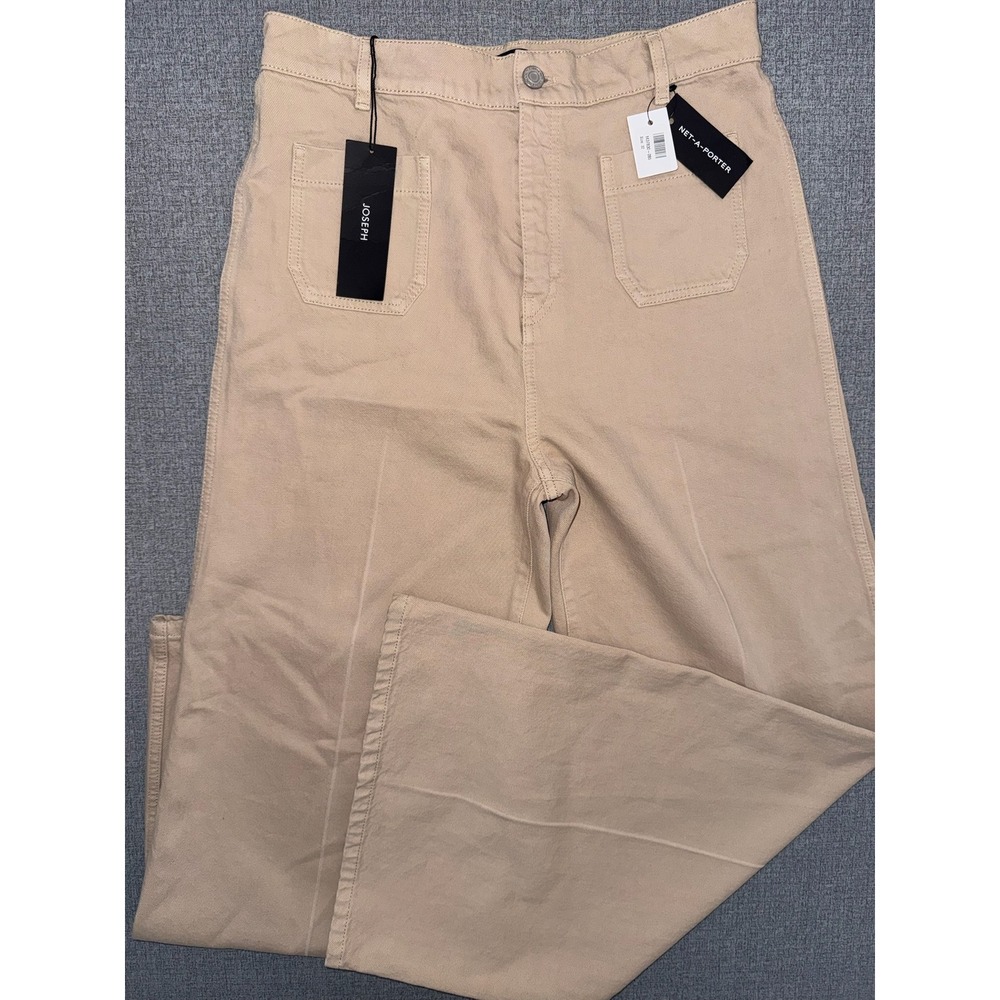 NWT Joseph Size 32 /14 Brompton/R Denim Sand Beige Wide Leg High Rise